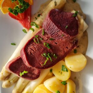 frischer Spargel, Zunge